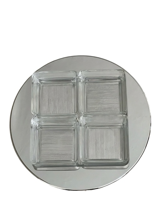 Studio Nova Other - STUDIO NOVA Glass Four-Section Server on Chrome-Silver Tray Hostess Server